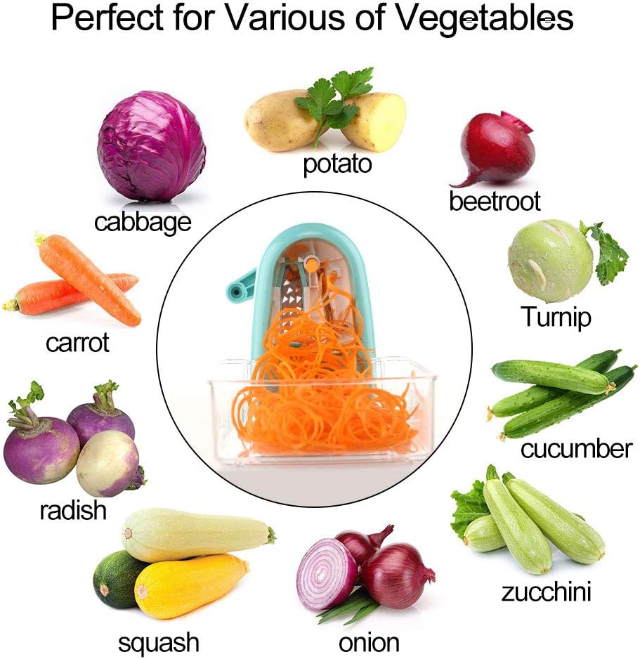 Ourokhome Zucchini Noodle Maker Spaghetti Spiralizer - 5 Blades Vegetable Slicer for Veggie Noodles and Curly Chips