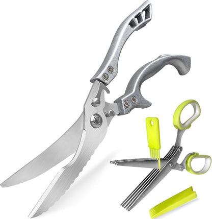 Herb Scissors, Shallot Scissors, Multipurpose 5 Blade Kitchen Herb Shears, Herb Cutter with Safety Cover and Cleaning Comb for Chopping Shallot Basil Chive Parsley