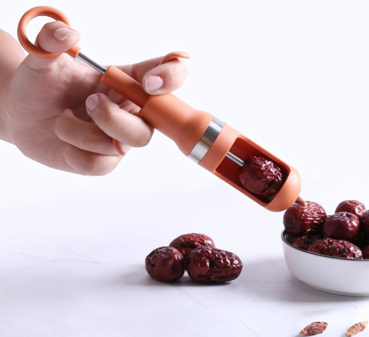 Red Dates Corer, Portable Fruit Core Remover Cherry Pitter Remover Tool Fruit Core Remover Tool For Pear Cherry Jujube Red Date (Orange)