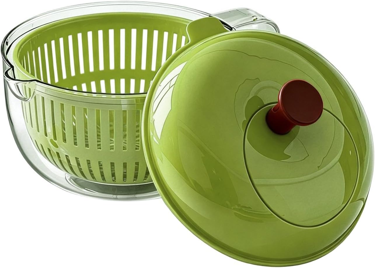 Fruit Washer Spinner Bowl - Hand Cranked Cleaning Container With Strainer Basket, Multi Function Produce Rinse Tool | Salad Berry Lettuce Home Kitchen Farmhouse Camping Picnic Travel Usage