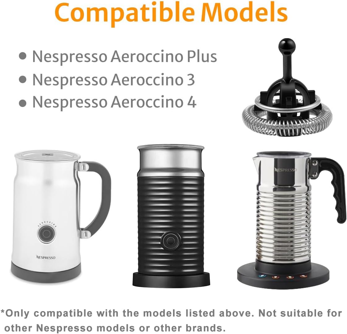 Whisks Compatible with Nespresso Aeroccino 3/4/Plus Milk Frother Replacement, 2 Pack