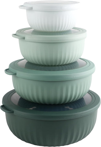 COOK WITH COLOR Prep Bowls with Lids- Wide and Deep Nesting Plastic Small Mixing Bowl Set with Lids, 8 Piece Set - Wide Bowls, Blue