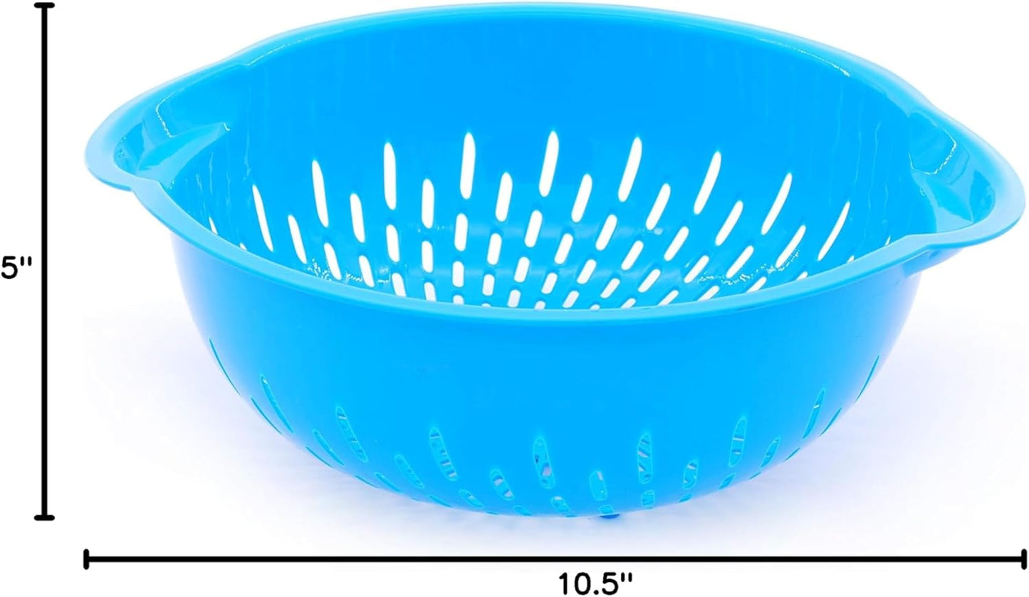 Mintra Home Mixing Bowl w/Colander (Large 4.5L, Red) - For Washing & Draining Fruits And Vegetables - Heavy Duty Plastic for Baking, Cooking Supplies - Dishwasher Safe