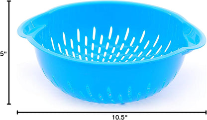 Mintra Home Mixing Bowl w/Colander (Large 4.5L, Red) - For Washing & Draining Fruits And Vegetables - Heavy Duty Plastic for Baking, Cooking Supplies - Dishwasher Safe