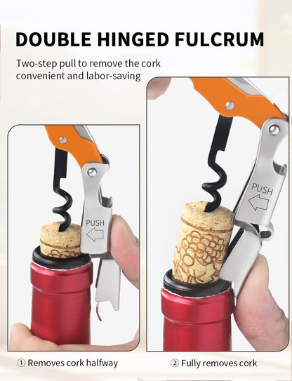 CORKAS Wine Key - Professional Handcrafted Heavy Duty Waiter Corkscrew, Compact Wine Opener with Double Hinged, Foil Cutter and Bottle Opener, Gifts for Servers, Sommelier, Bartenders - Red