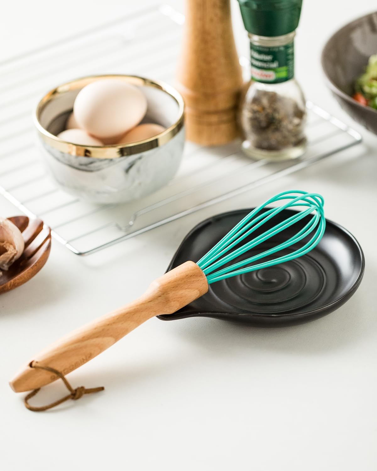 LAUCHUH Spoon Rest, Large Ceramic Spoon Holder for Kitchen Counter Spatula Rest Heat-Resistant Spoon Rest for Stove Top Cooking Utensil Holder, Farmhouse Kitchen Décor for Father's Day, Cream, 5 Inch