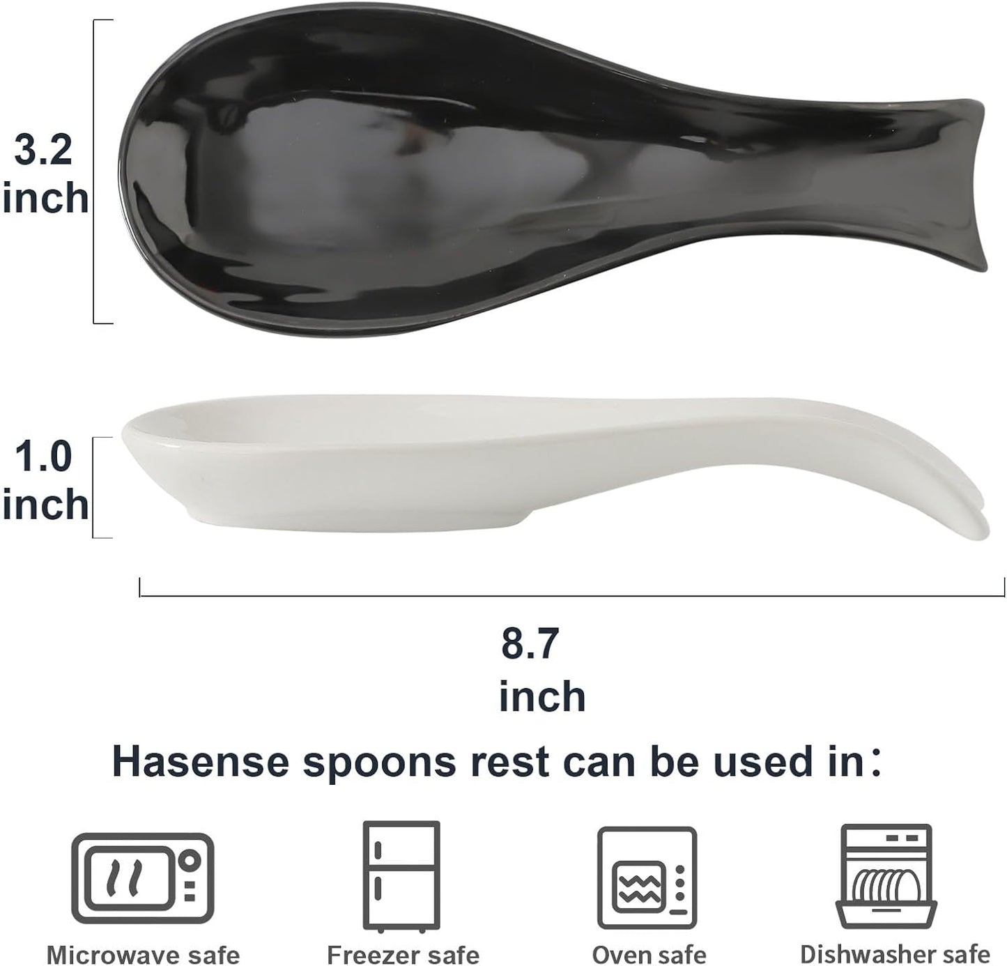 Spoon Rest for Stove Top, Ceramic Large 8.7 Inch Spoon Holder for Kitchen Counter, Porcelain Utensil Rest for Ladle, Spatula, Housewarming Gifts, Dishwasher Safe and Heat-Resistant, Blue(1 PC)