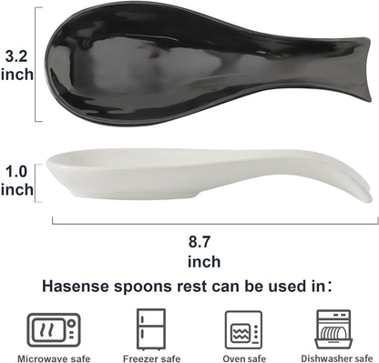 Spoon Rest for Stove Top, Ceramic Large 8.7 Inch Spoon Holder for Kitchen Counter, Porcelain Utensil Rest for Ladle, Spatula, Housewarming Gifts, Dishwasher Safe and Heat-Resistant, Blue(1 PC)