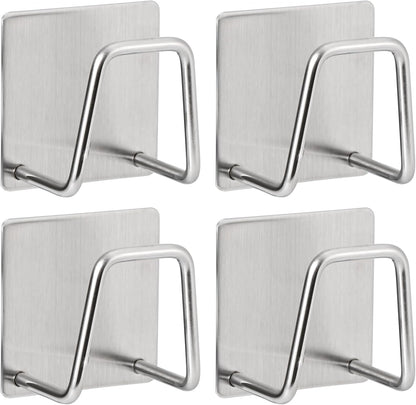 Luckyiren 2-Pack Stainless Steel Sponge Holder for Kitchen Sink - Rustproof Brushed SUS304 Sponge Caddy Organizer, Wall/Surface Mount, Drainage Design, Clutter-Free Storage