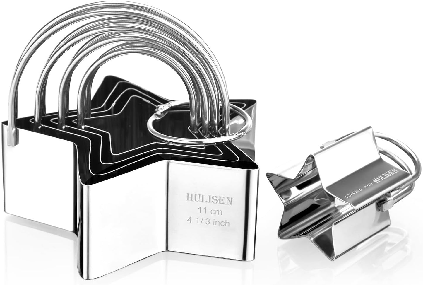 HULISEN Square Biscuit Cutter Set (4 Pieces/Set), Stainless Steel Cookies Cutter with Handle, Professional Baking Dough Tools, Gift Package (Square)