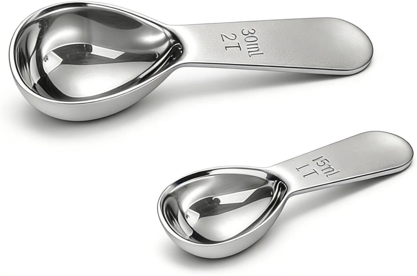 2pcs Tablespoon Coffee Scoop, Coffee Scoop Set, 15ml 30ml Tbsp Coffee Bean Measuring Spoon Stainless Steel Table Spoon Scoop with Short Handle Suitable for Tea Ground Sugar Flour