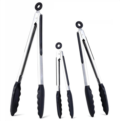 Kitchen Tongs Set of 3, Cooking Tongs with Silicone Tips, Non-Stick Non-Scratch Heat Resistant Tongs for Grilling Cooking BBQ Salad Serving (Multicolor, 7/9/12 Inch)