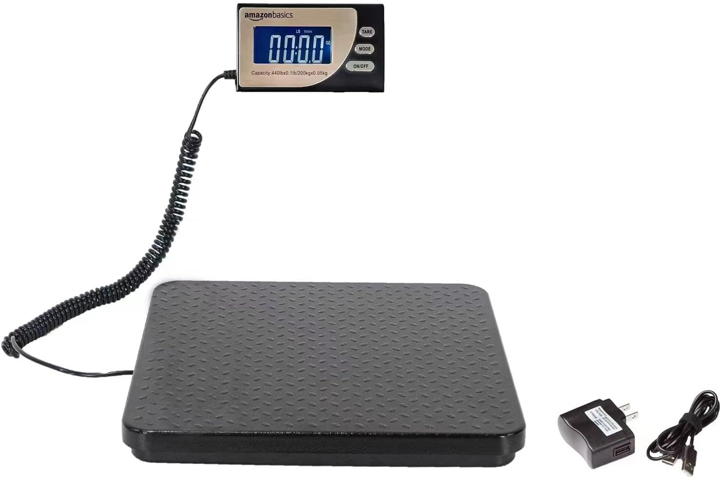 Amazon Basics Digital Postal Shipping Scale with Tare Function, AC Adapter, 65 lb Capacity, 0.1 oz Readability, LCD Display, Black