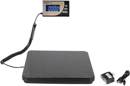Amazon Basics Digital Postal Shipping Scale with Tare Function, AC Adapter, 65 lb Capacity, 0.1 oz Readability, LCD Display, Black