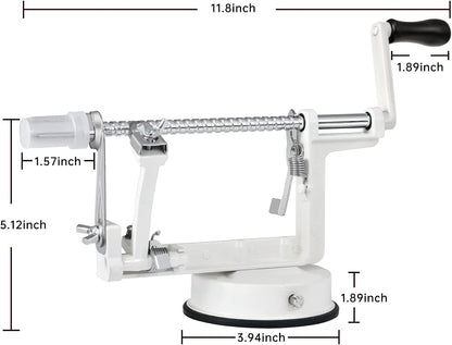 Apple Peeler Corer, Long lasting Chrome Cast Iron Apple Peeler Slicer Corer with Stainless Steel Blades and Powerful Suction Base for Apples and Potato(Blue)