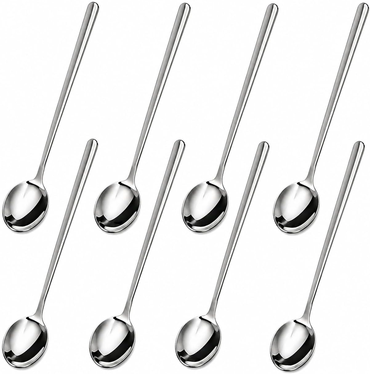 Pack of 8 Black Stainless Steel Espresso Spoons, 5.3 Inch Mini Teaspoons Set for Coffee, Dessert, Cake, Ice Cream, Tea, Sugar, Cappuccino, Mirror Finish Small Spoon Set