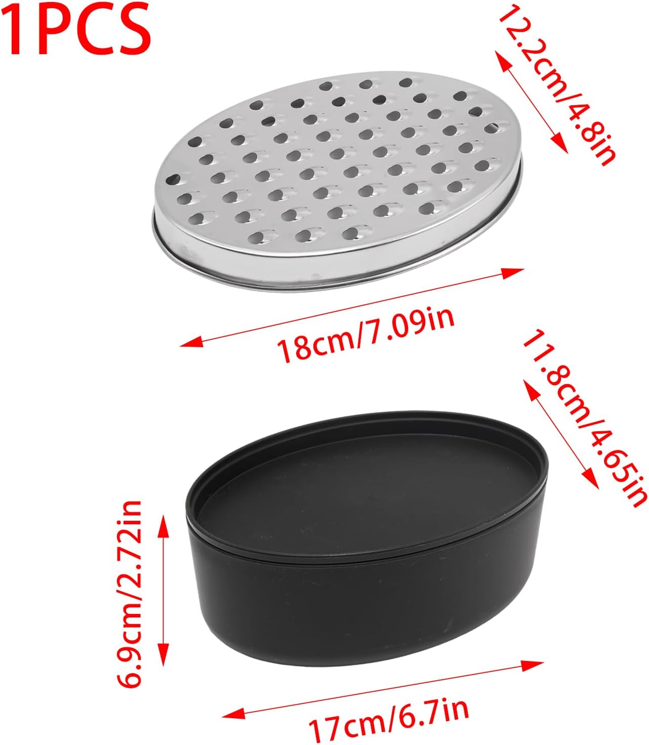 Stainless Steel Cheese Grater with Airtight Storage Container Vegetable Slicer Potato Shredder Box Grater for Kitchen Tool for Cheeses Carrots Ginger, with a Brush, Red