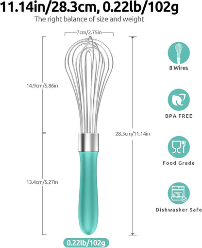 U-Taste 7" Mini Whisk for Cooking: 18/8 Stainless Steel Small Metal Kitchen Wisk, Tiny Hand Mixing Tool for Coffee, Egg, Sauce, 6-Wires Compact Head for Baking, Beating in Bowl, Mug, Jar (Set of 2)