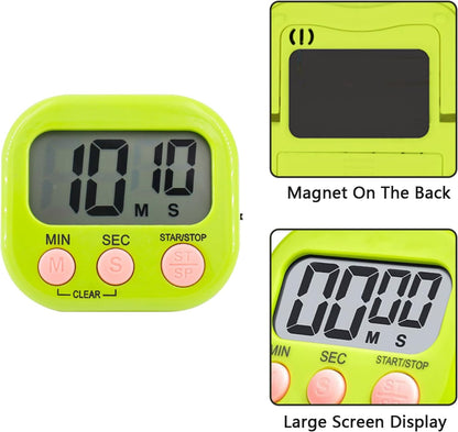 Small Digital Timer for Kitchen Cooking Baking Sports Office Meeting Multi-Function Count Up Countdown Magnetic Backing and ON/Off Switch Desk Electronic Timer (Black)