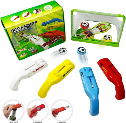 bottle cap shooting gun - Fun bottle opener tool launches bottle caps for parties, barbecues, and bar games (color)
