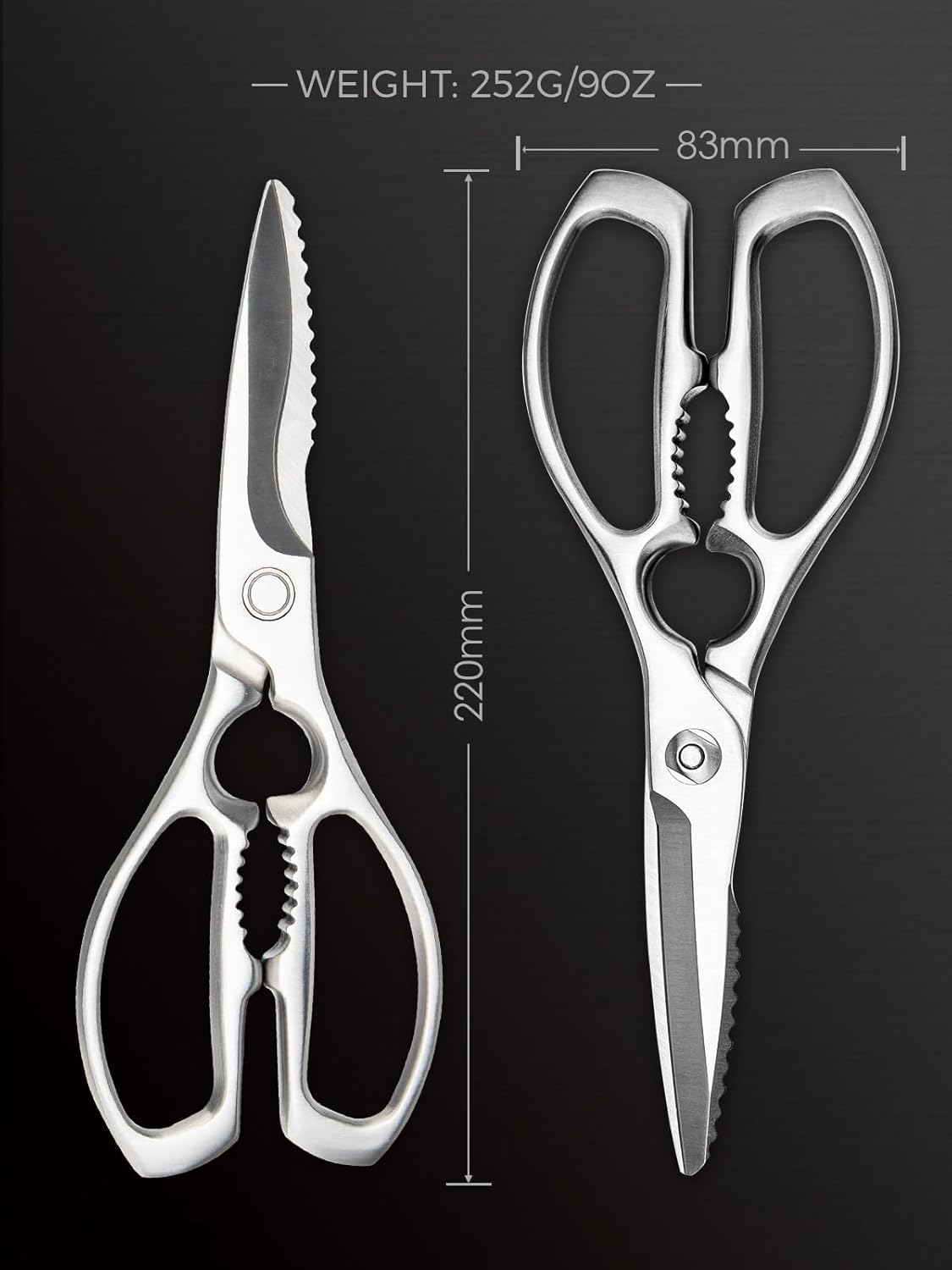 Poultry Shears, Heavy Duty Kitchen Shears With Anti-Slip Handle & Safety Lock, Poultry Scissors for Meat, Chicken, Bone,Turkey, Fish, Spring Loaded, Dishwasher Safe