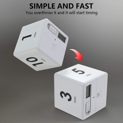 Cube Timer Black,Pretmess Gravity Flip Kitchen Timer for Time Management and Countdown Settings 1-3-5-10 Minutes