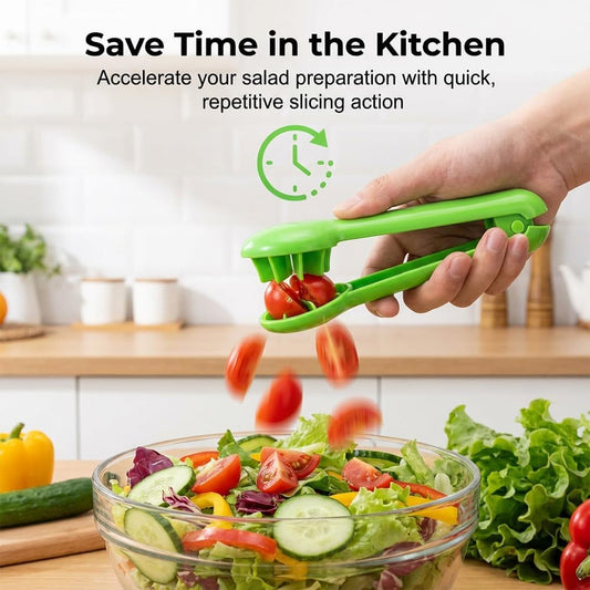 Grape Cutter Tool, Fruit Slicer Cuts Cherry Tomatoes & Strawberries into 4 Pieces, Fruit Quarter Tool for Salad, Cake Decoration, Kitchen Gadgets (green)