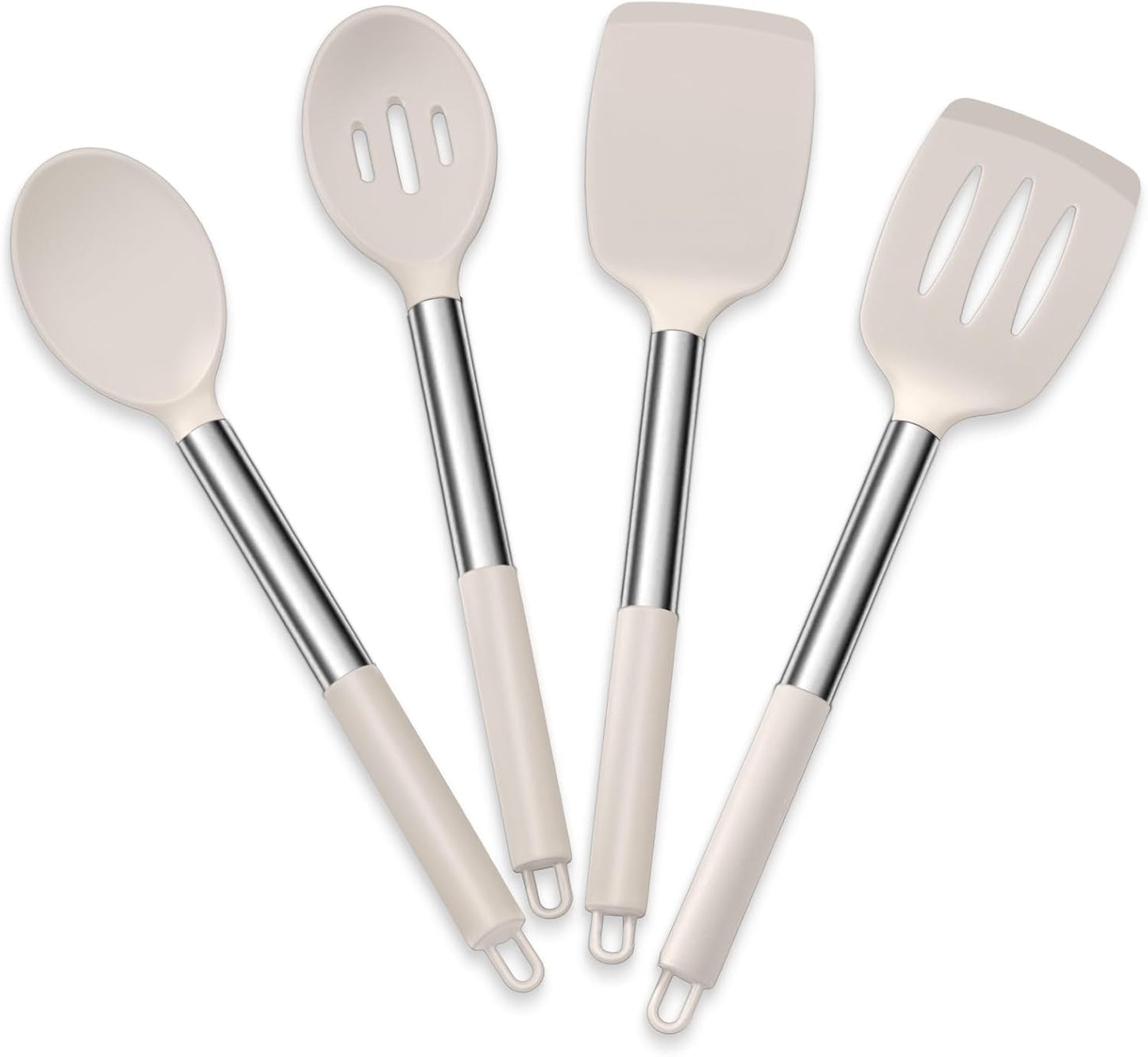 E-far Cooking Utensils Set of 4, Silicone Kitchen Utensils for Non-stick Cookware, Heat Resistant & Non-toxic Slotted Spatula Solid Spoon Turner for Flipping Mixing Serving Basting(Black)