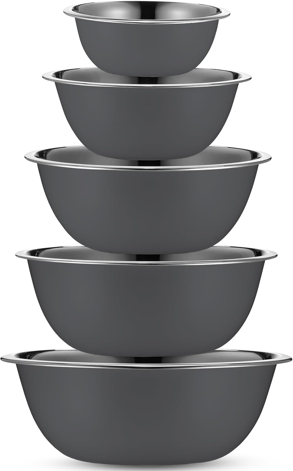 WHYSKO Meal Prep Stainless Steel Mixing Bowl (5-Piece Set) Home, Refrigerator, and Kitchen Food Storage Organizers | Ecofriendly, Heavy Duty, No Lids