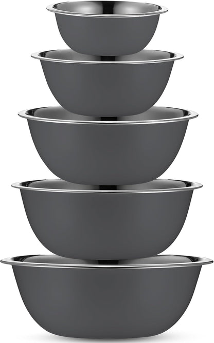 WHYSKO Meal Prep Stainless Steel Mixing Bowl (5-Piece Set) Home, Refrigerator, and Kitchen Food Storage Organizers | Ecofriendly, Heavy Duty, No Lids
