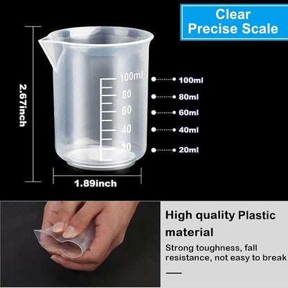 30ml Plastic Liquid Measuring Cups - Mini Clear Kitchen Medicine Cups Transparent Labs Graduated Beakers Baking Cooking Home Lab Measure Tool (10 Packs,1oz,Transparent)