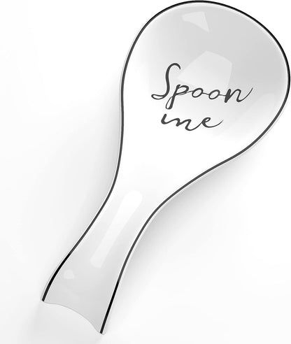 NJCharms Ceramic Spoon Rest for Stove Top, Porcelain Spoon Holder, Large Utensil Rest for Kitchen Counter, Spoon Rest for Spoon, Ladle, Spatula, Modern Farmhouse Kitchen Decor, 1 Pcs
