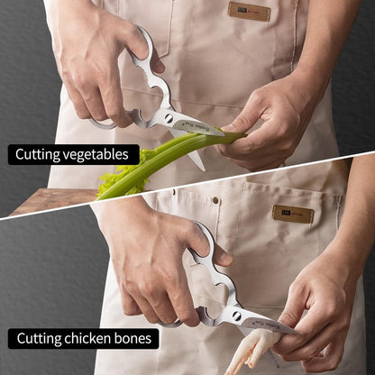 Kitchen Shears Heavy Duty Kitchen Scissors, All Purpose Come Apart Blade Made with All Stainless Steel, Food Scissors for Meat/Vegetables/BBQ/Fish/Spices/Herbs, Silvery