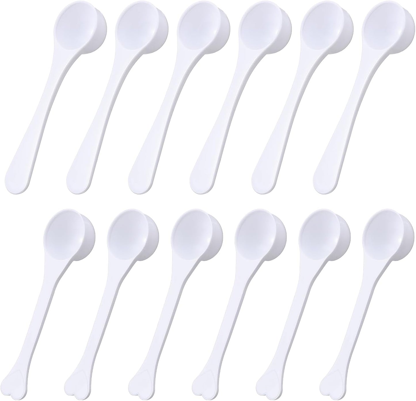 12pcs Plastic Teaspoon Measuring Spoons 5ml Bulk Reusable Scoop Measuring Spoons Long Handle Scoops for Coffee Spice Jars Small White Measurings Tablespoon Kitchen Cooking Tool for Baking