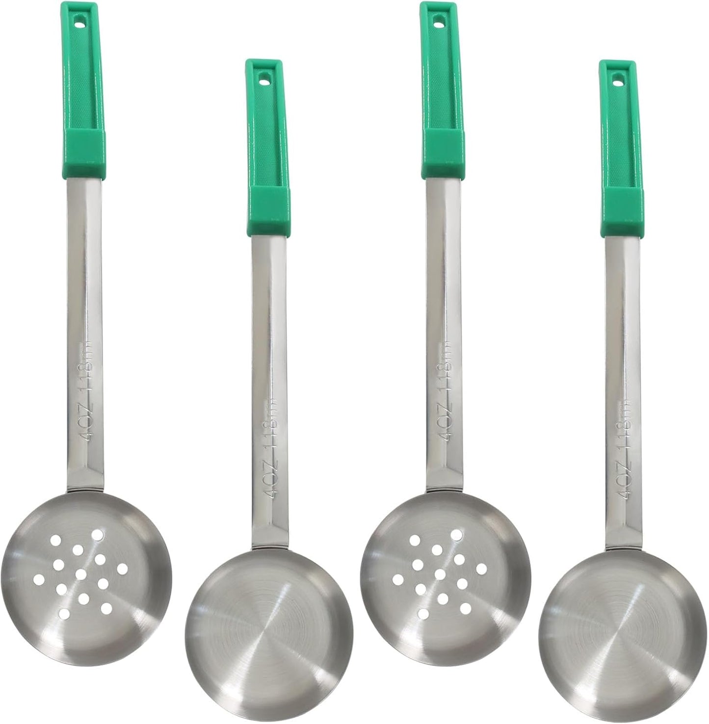 Hordion 4 Pcs Portion Control Serving Spoons Ladle Scoops, Food Measuring Ladle Utensils Proportion Manage Slotted and Unslotted Scoops for Weight Loss(Blue, 8oz)
