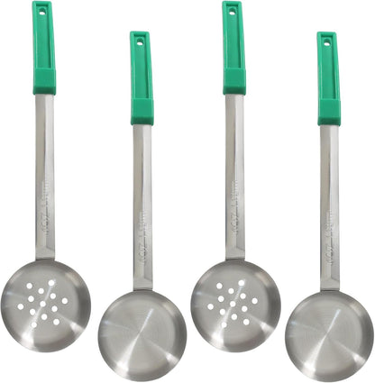 Hordion 4 Pcs Portion Control Serving Spoons Ladle Scoops, Food Measuring Ladle Utensils Proportion Manage Slotted and Unslotted Scoops for Weight Loss(Blue, 8oz)