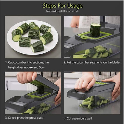 Vegetable Chopper-Food Chopper-Pro Onion Multifunctional 15-in-1 Green Slicer Dicer Grader Cutter-kitchen Tool 14 Blades