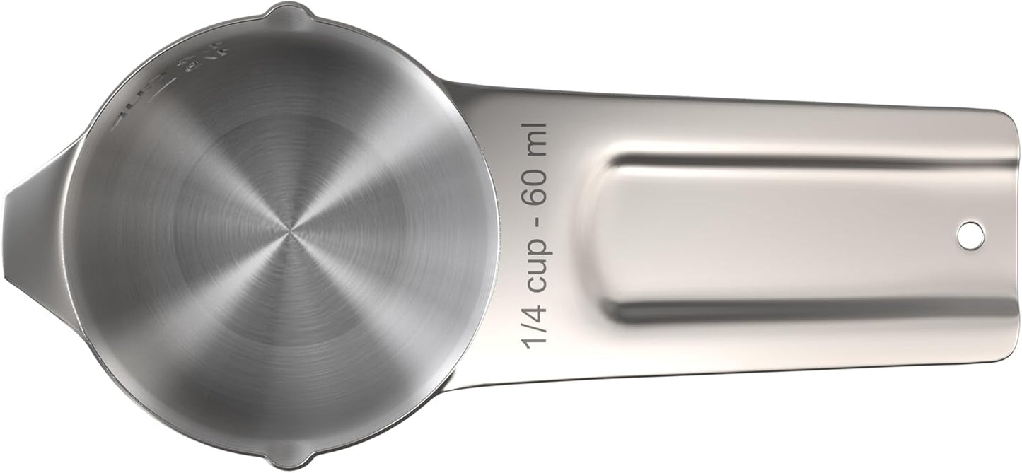 Color Up 2 Cup Measuring Cup, 480ml Stainless Steel Metal, Easy-Pour Spouts, Engraved Markings, Flat Base, Dishwasher Safe, for Dry and Liquid Ingredients
