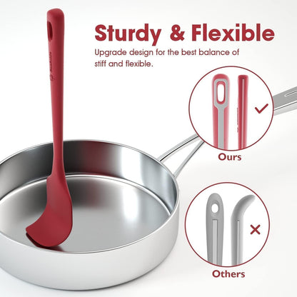ChefAide 5 Pieces Silicone Spatula Set, Food Grade Rubber Spatula, Upgrade Strong Handle with Ergonomic Grip, Heat Resistant Up to 600°F for Nonstick Cookware, Cooking