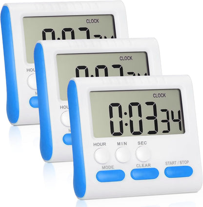 Mudder 6 Pack Digital Kitchen Timer for Cooking, Large Digits, 24 Hour Magnetic Backing Stand Kitchen Timers Clock for Classroom Kids Teachers, Loud Alarm and Large Screen (Black)