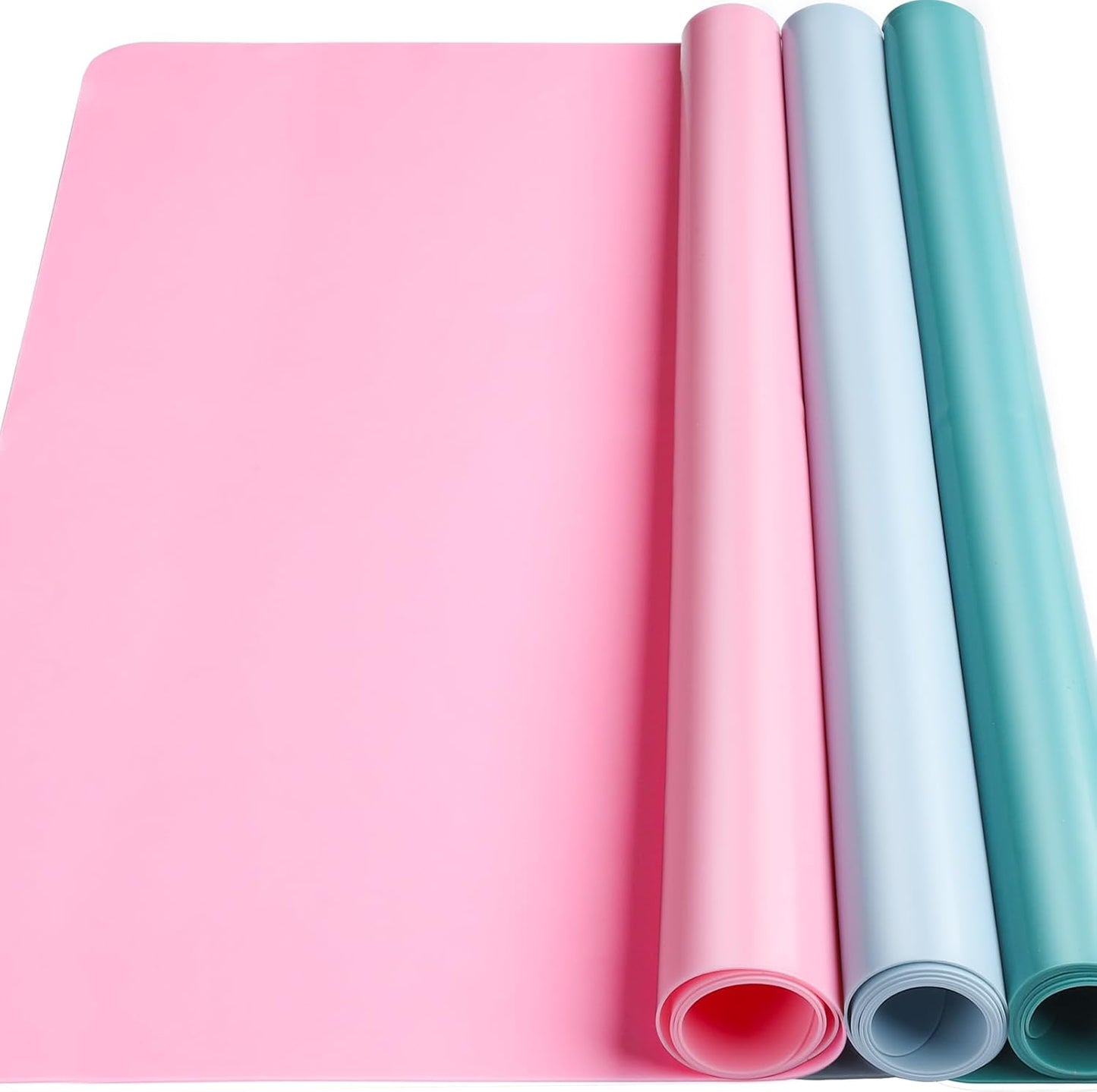 LEOBRO Silicone Mat for Resin Molds, 3 PCS Silicone Mats for Epoxy Resin, UV Resin, Play Dough Mat, Clay Mat, Nonstick Silicone Sheets Pads for DIY Arts and Crafts, Pink & Purple & Blue, 15.7”x 11.7”