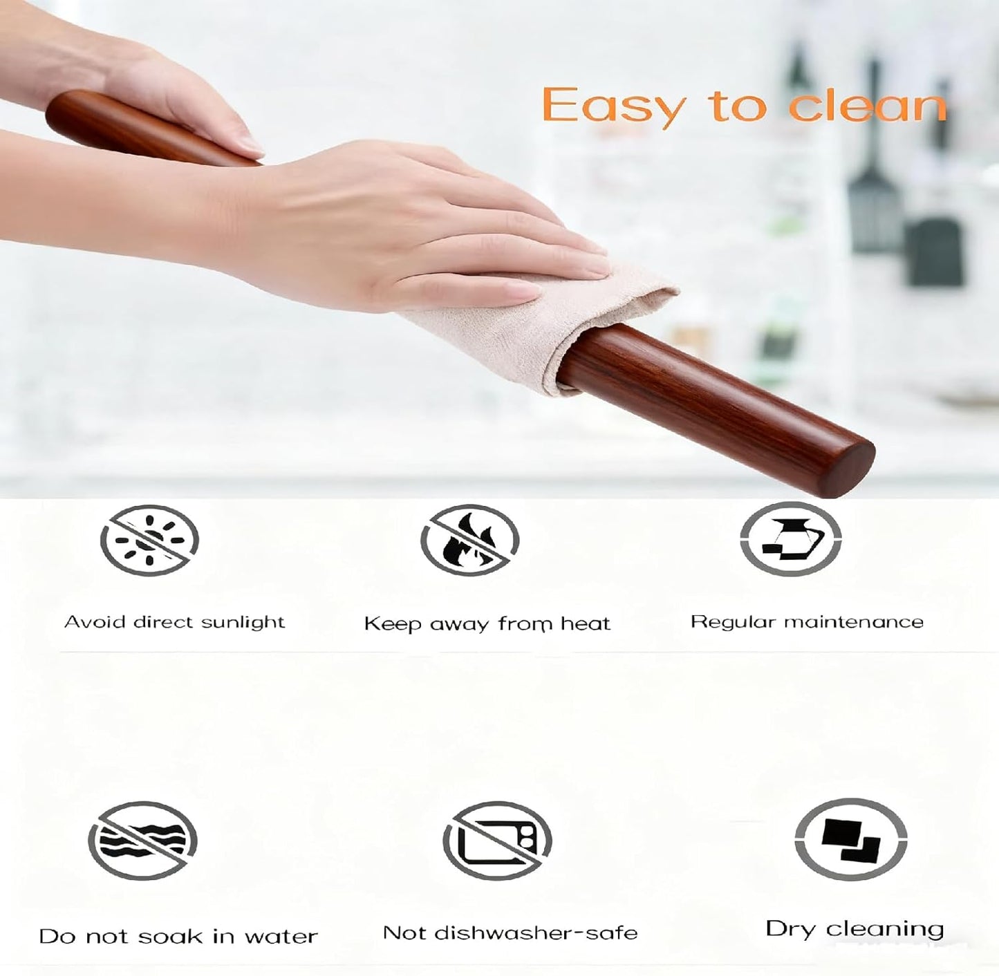 French Rolling Pin,16 Inches Wooden Rolling Pin for Baking,Fondant,Dough Roller for Cookie,Pizza Pie Crust, Pastry, Dough, Essential Kitchen Utensil