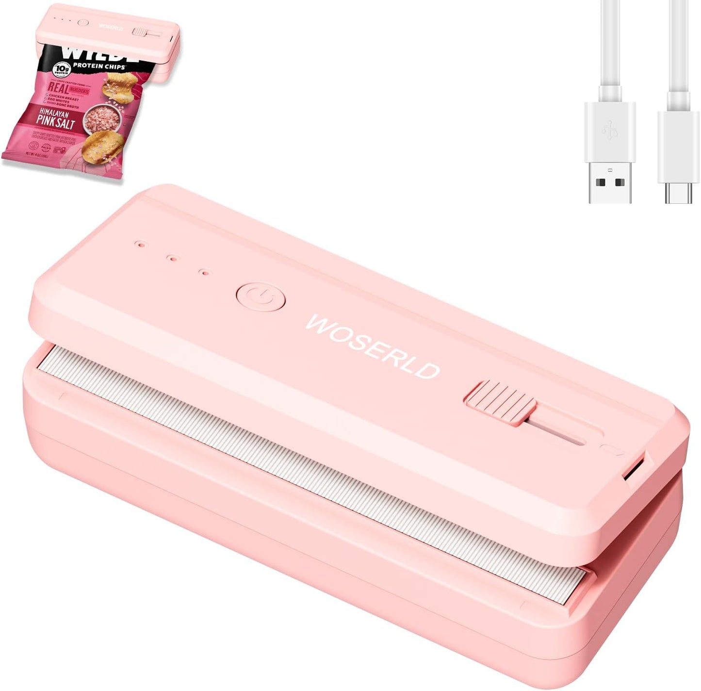 Mini Bag Sealer and Cutter magnet 1300mAh Rechargeable Chip Bag Sealer Machine Sealer Portable Heat Sealer Kitchen Food packaging Plastic bag resealer (White)