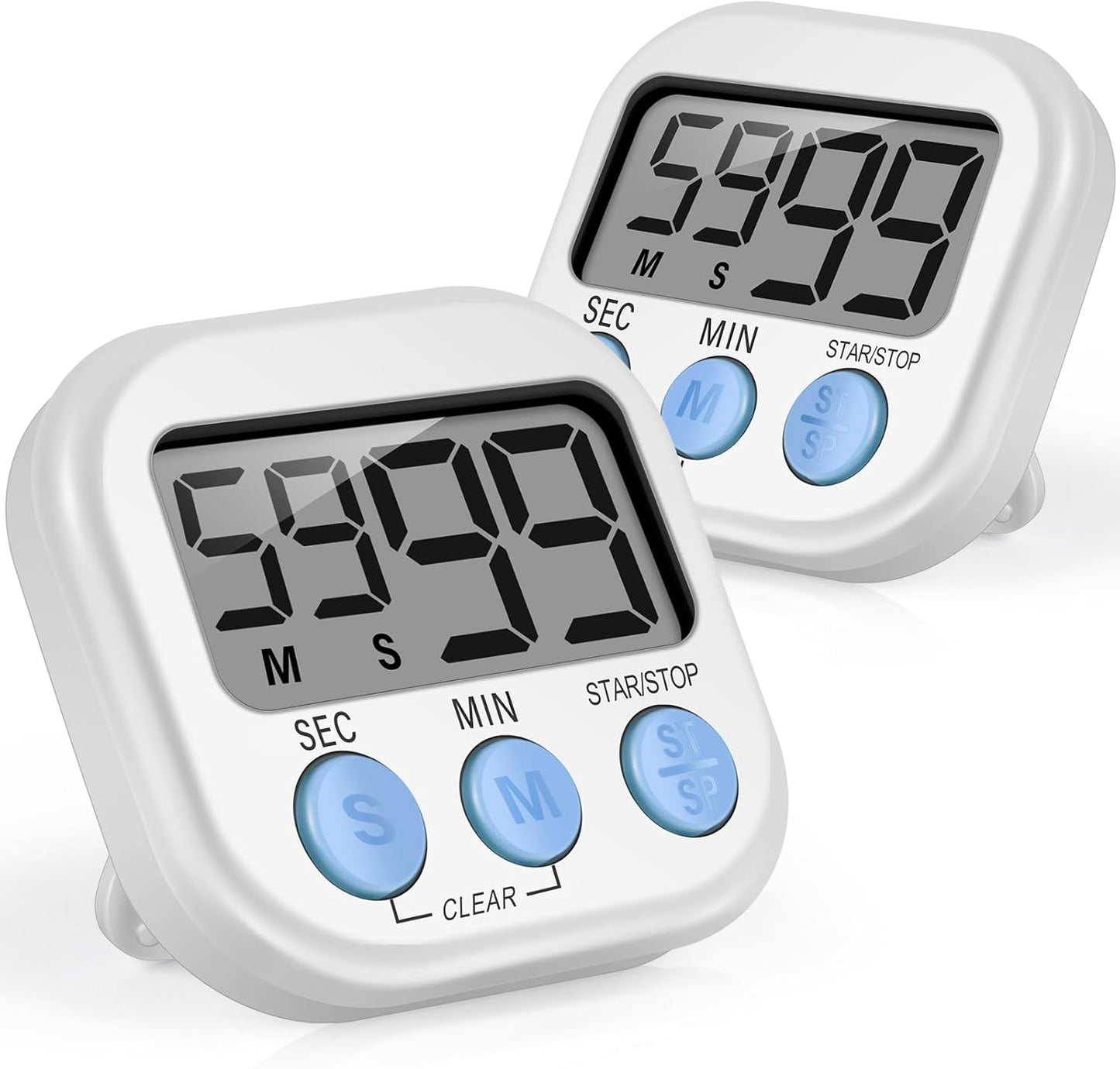 Weewooday 24 Pcs Digital Kitchen Timer Magnetic Timer Bulk On/Off Switch Minute Second Count up Countdown Loud Alarm for Exercise Cook Baking (Black,White)