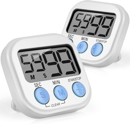 Weewooday 24 Pcs Digital Kitchen Timer Magnetic Timer Bulk On/Off Switch Minute Second Count up Countdown Loud Alarm for Exercise Cook Baking (Black,White)