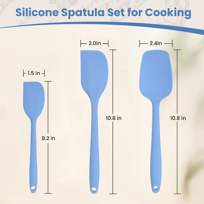 Spatulas Silicone Heat Resistant, Rubber Spatula Food Grade, Handle with Ergonomic Grip Kitchen Utensils Set,Nonstick Silicona Cooking Utensils Set for Cooking and Mixing 3Pacs Purple