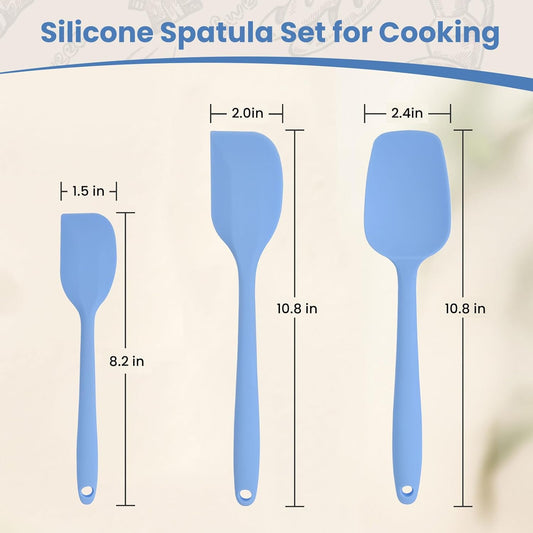Spatulas Silicone Heat Resistant, Rubber Spatula Food Grade, Handle with Ergonomic Grip Kitchen Utensils Set,Nonstick Silicona Cooking Utensils Set for Cooking and Mixing 3Pacs Purple