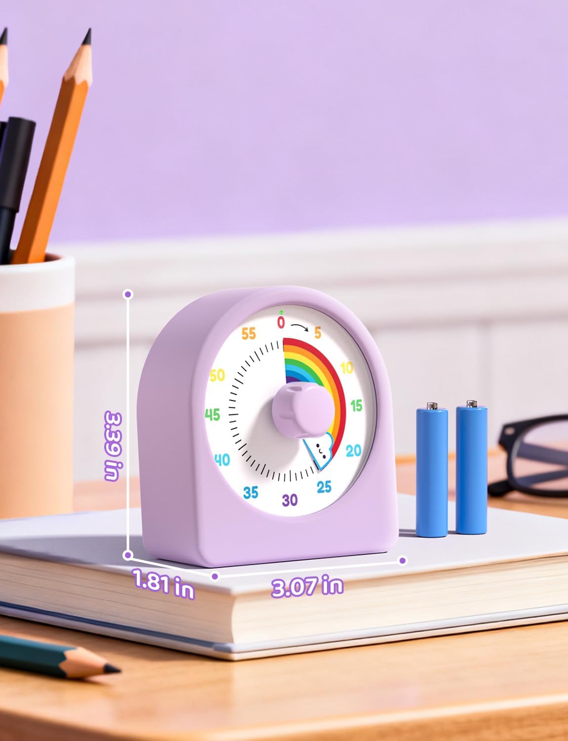 LIORQUE Visual Timer for Kids with Pause Function,Timer for Kids and Adults, Protective Case, Silent Time Management Tool, 60-Minute Countdown for Classroom, Office, Meetings, Study, Kitchen(Rainbow)