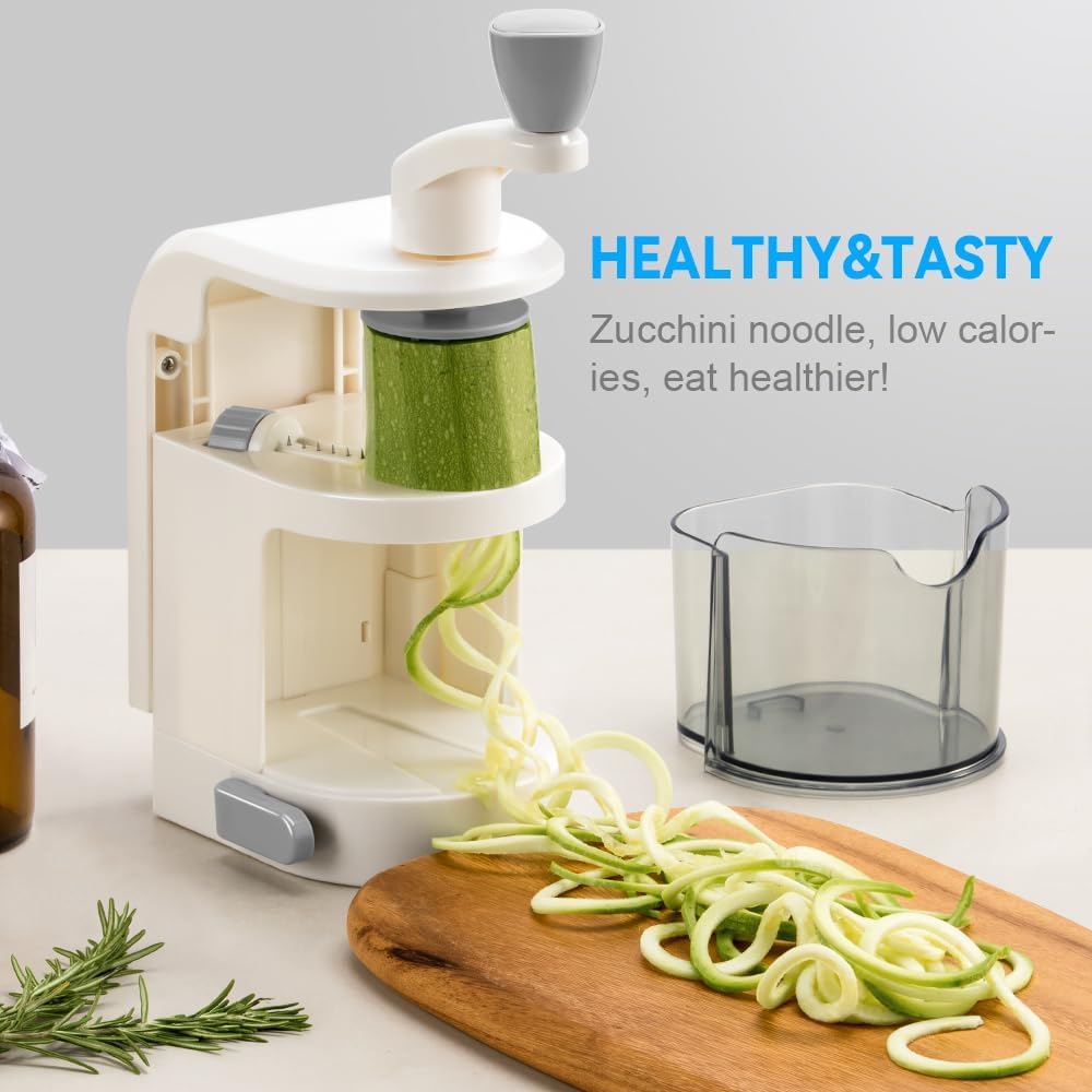 Vegetable Spiralizer 4in1 Rotating Blade Veggie Spiralizer Zucchini Noodle Maker with Strong Suction Cup Spiral Vegetable Cutter Slicer