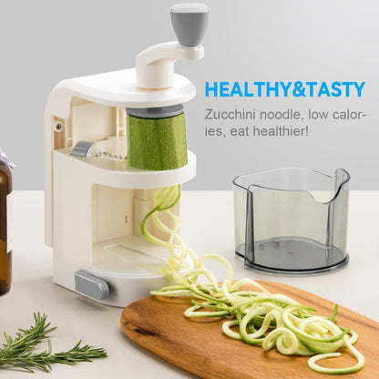 Vegetable Spiralizer 4in1 Rotating Blade Veggie Spiralizer Zucchini Noodle Maker with Strong Suction Cup Spiral Vegetable Cutter Slicer